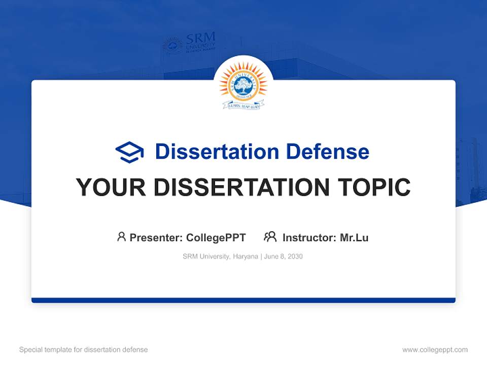 SRM University, Haryana Graduation Thesis Defense PPT Template4:3 ratio PPT effect preview image7