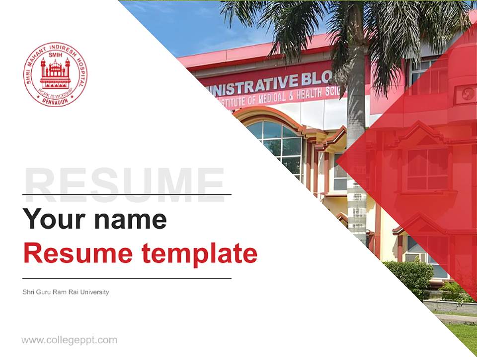 Shri Guru Ram Rai University Resume PPT Template4:3 ratio PPT effect preview image5