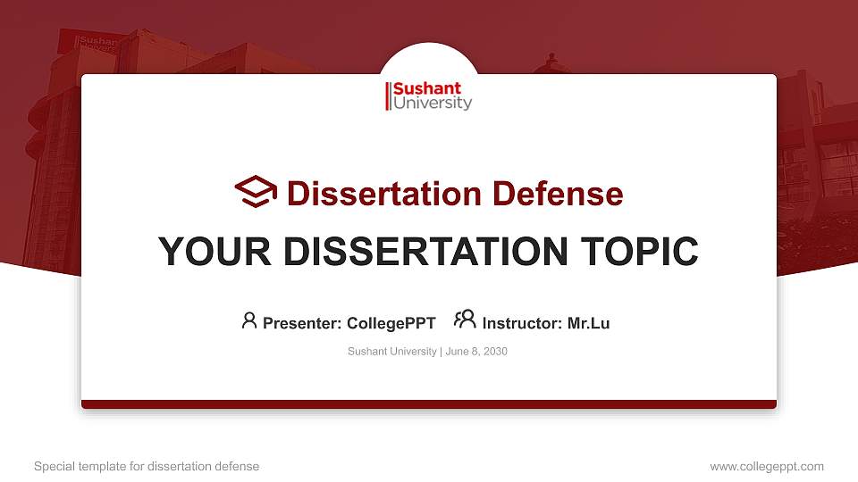 Sushant University Graduation Thesis Defense PPT Template16:9 ratio PPT effect preview image