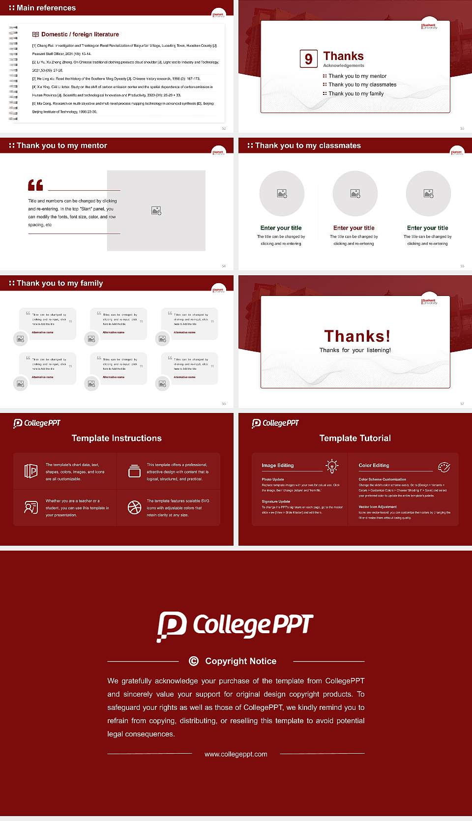 Sushant University Graduation Thesis Defense PPT Template16:9 ratio PPT effect preview image7