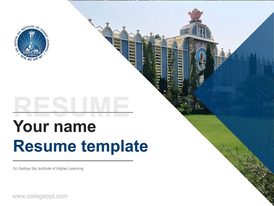 Sri Sathya Sai Institute of Higher Learning Resume PPT Template4:3 ratio PPT effect preview image5