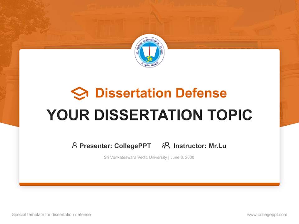 Sri Venkateswara Vedic University Graduation Thesis Defense PPT Template4:3 ratio PPT effect preview image7