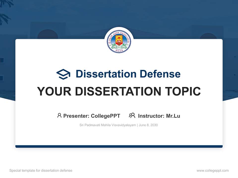 Sri Padmavati Mahila Visvavidyalayam Graduation Thesis Defense PPT Template4:3 ratio PPT effect preview image7