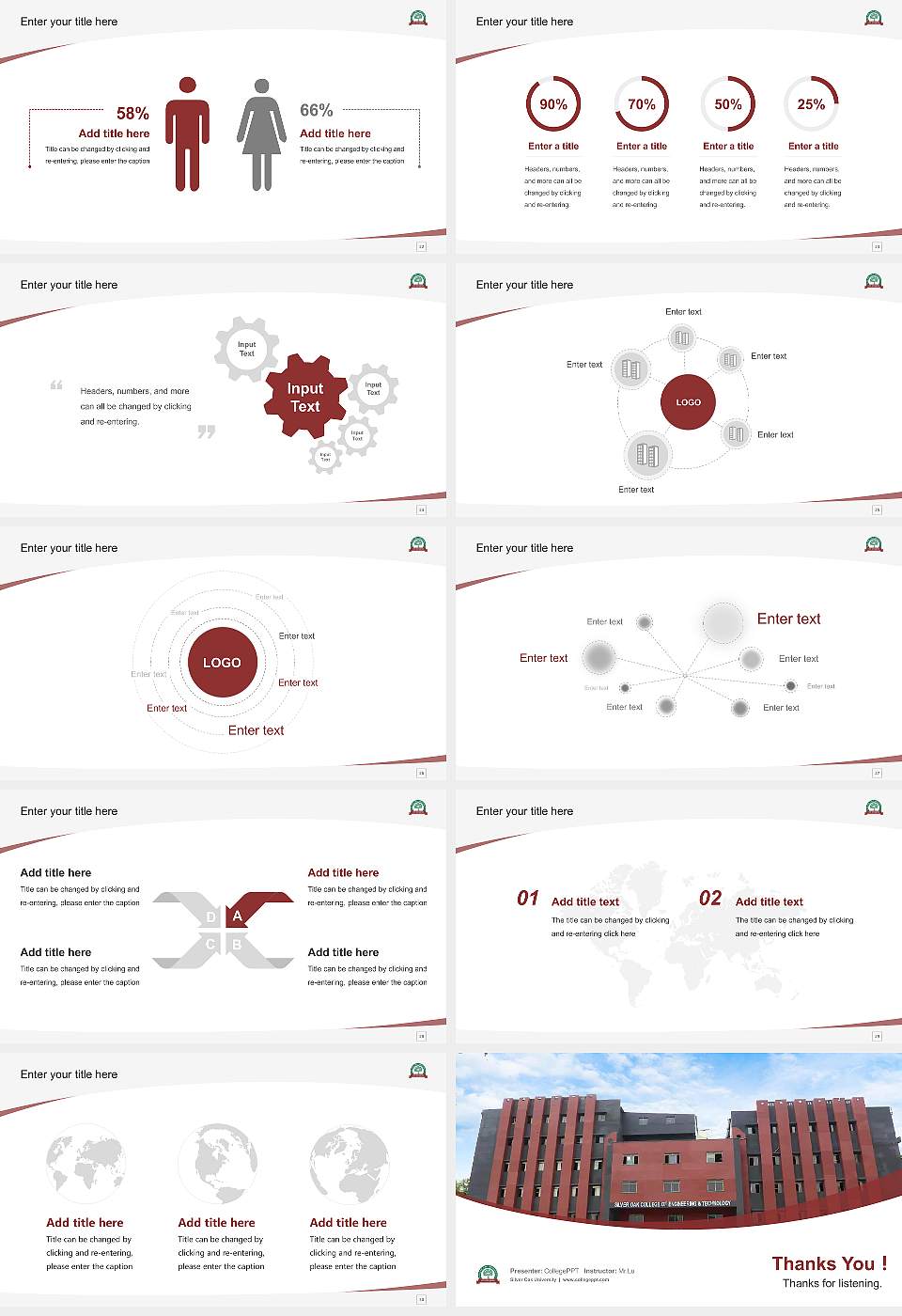 Silver Oak University Course/Courseware Creation PPT Template16:9 ratio PPT effect preview image4