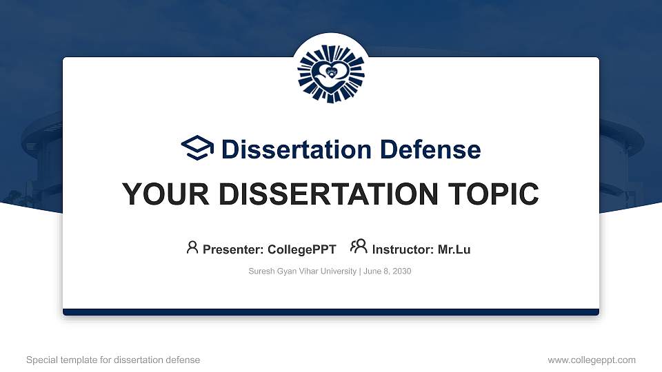 Suresh Gyan Vihar University Graduation Thesis Defense PPT Template16:9 ratio PPT effect preview image