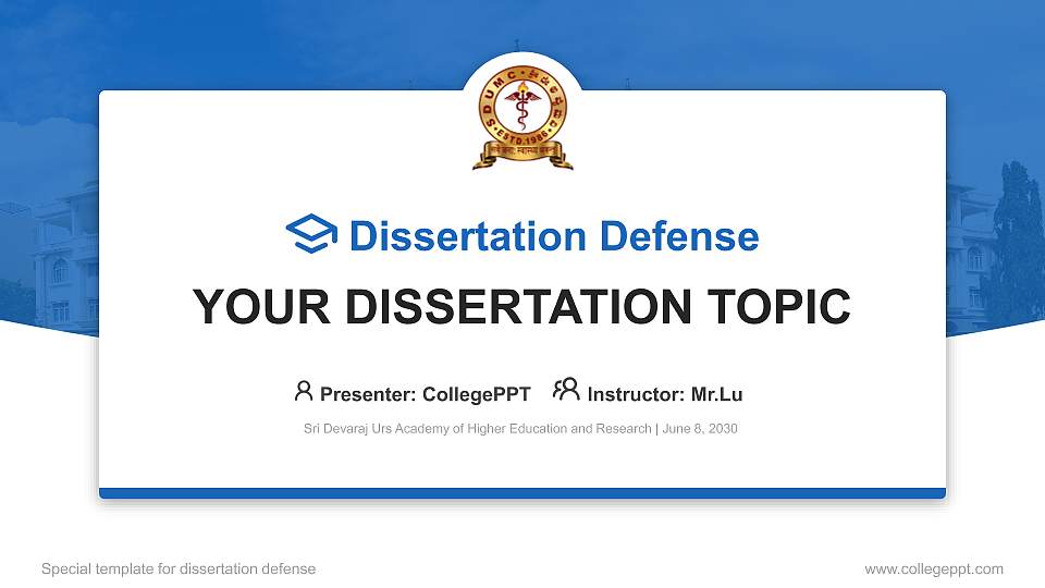 Sri Devaraj Urs Academy of Higher Education and Research Graduation Thesis Defense PPT Template16:9 ratio PPT effect preview image