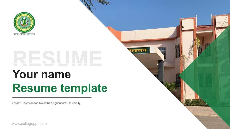 Swami Keshwanand Rajasthan Agricultural University Resume PPT Template16:9 ratio PPT effect preview image