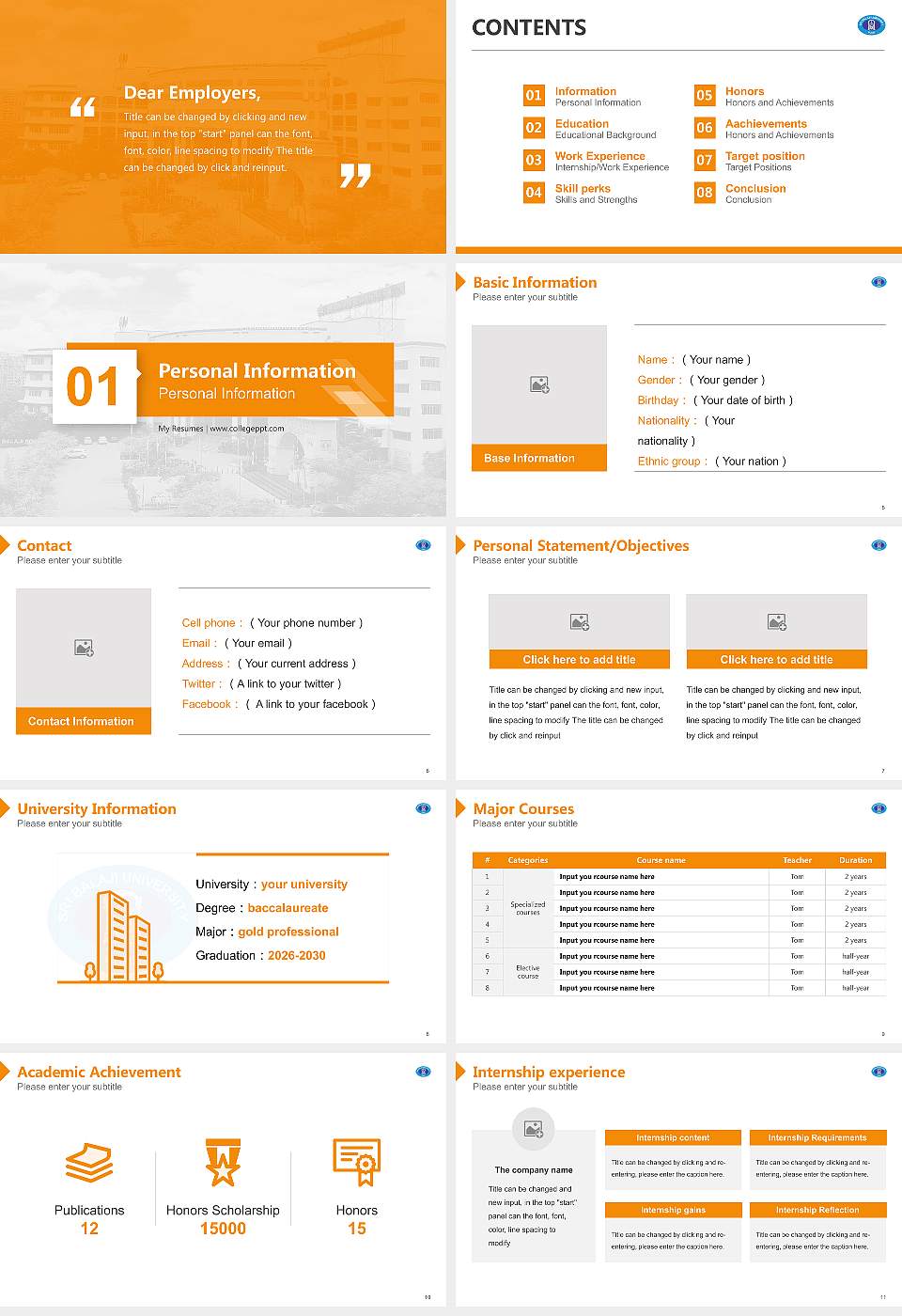 Sri Balaji University Resume PPT Template16:9 ratio PPT effect preview image2