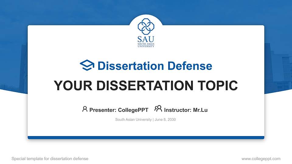 South Asian University Graduation Thesis Defense PPT Template16:9 ratio PPT effect preview image