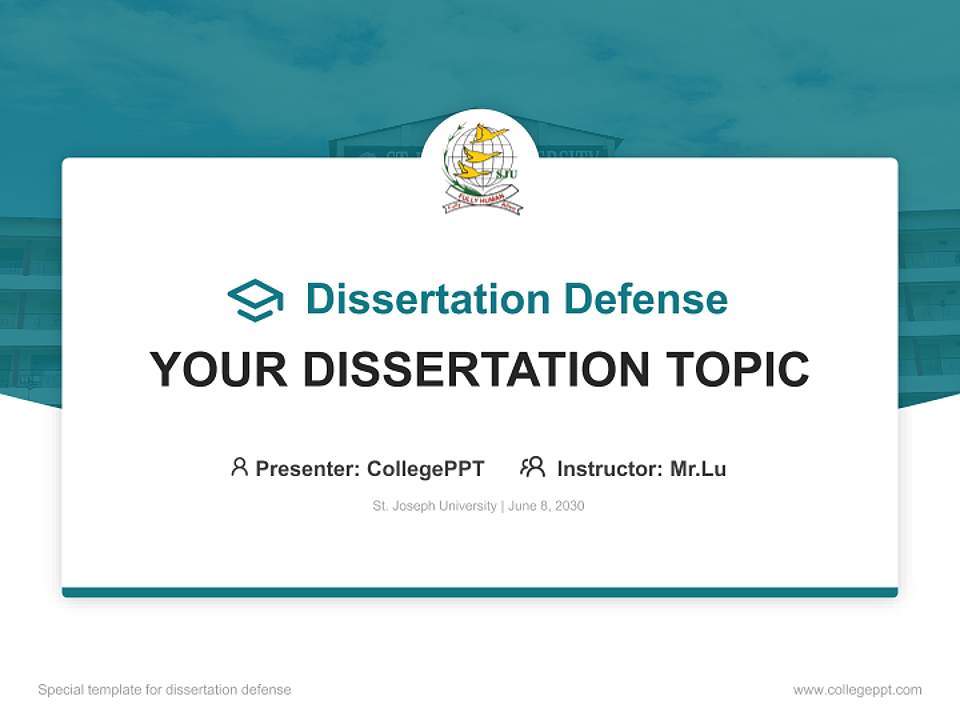 St. Joseph University Graduation Thesis Defense PPT Template4:3 ratio PPT effect preview image7