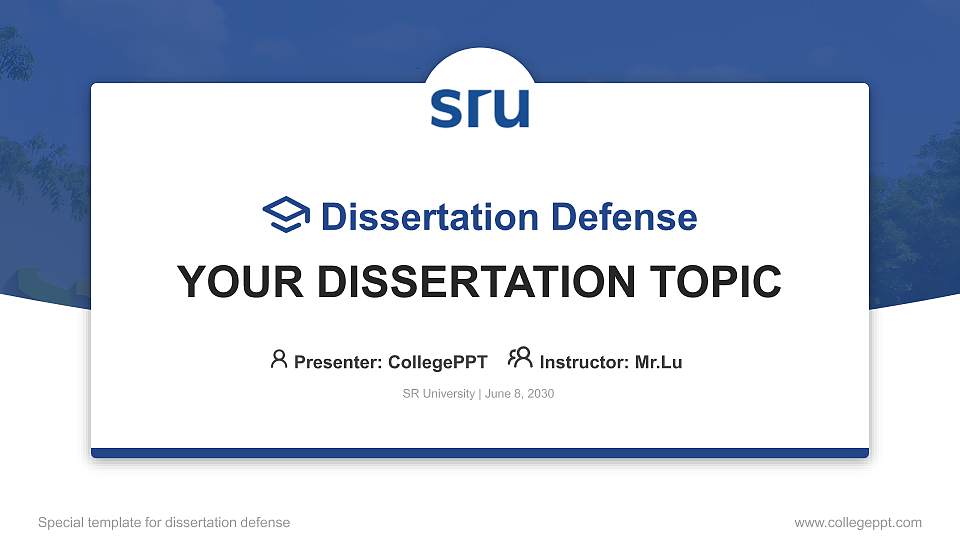 SR University Graduation Thesis Defense PPT Template16:9 ratio PPT effect preview image