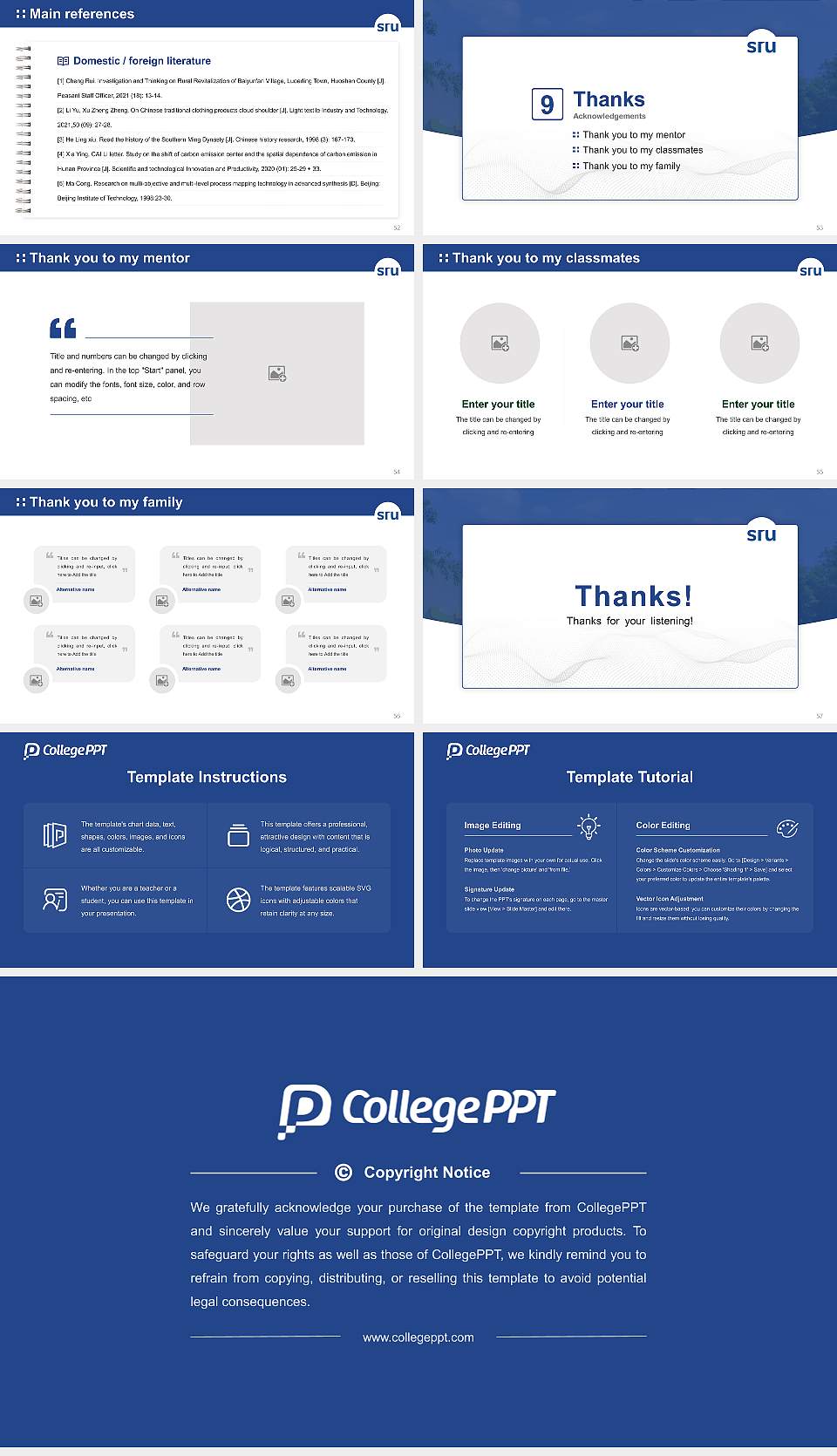 SR University Graduation Thesis Defense PPT Template16:9 ratio PPT effect preview image7