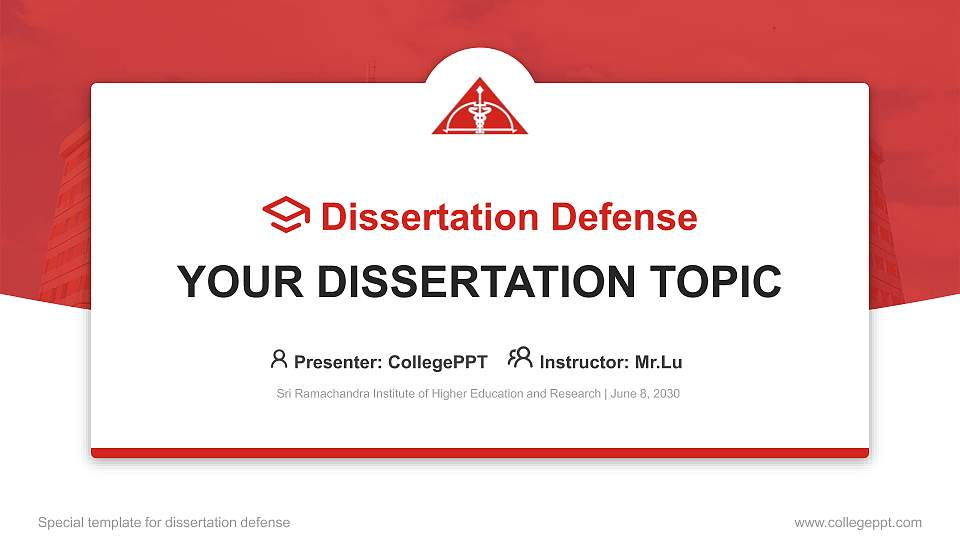 Sri Ramachandra Institute of Higher Education and Research Graduation Thesis Defense PPT Template16:9 ratio PPT effect preview image