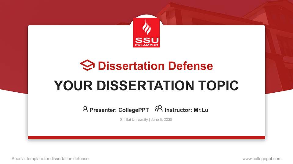 Sri Sai University Graduation Thesis Defense PPT Template16:9 ratio PPT effect preview image