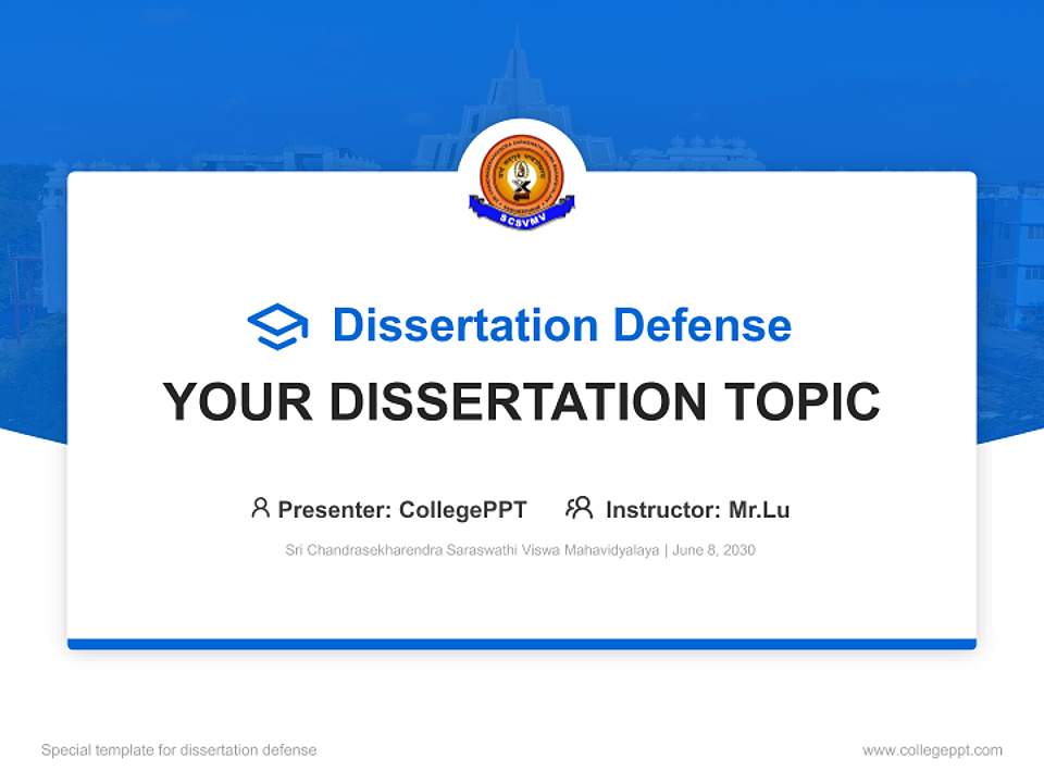 Sri Chandrasekharendra Saraswathi Viswa Mahavidyalaya Graduation Thesis Defense PPT Template4:3 ratio PPT effect preview image7
