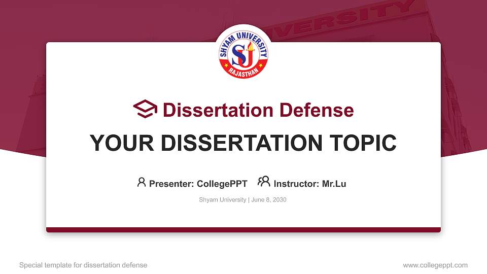 Shyam University Graduation Thesis Defense PPT Template16:9 ratio PPT effect preview image