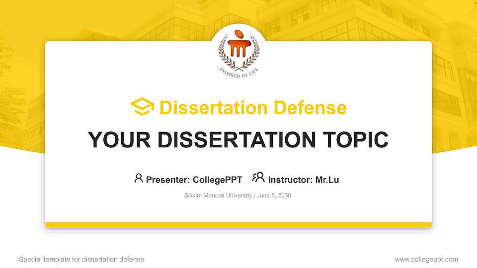 Sikkim Manipal University Graduation Thesis Defense PPT Template16:9 ratio PPT effect preview image