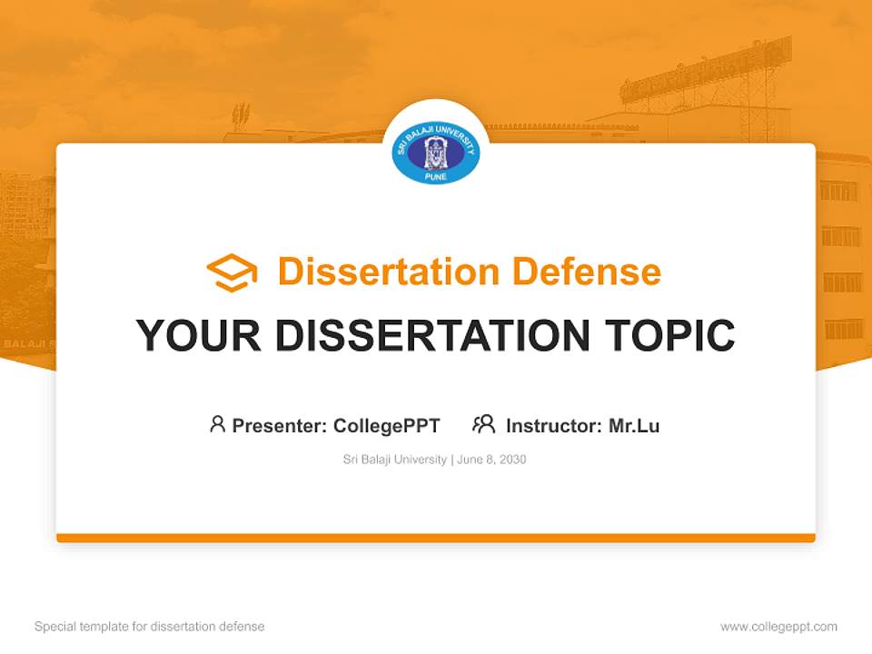 Sri Balaji University Graduation Thesis Defense PPT Template4:3 ratio PPT effect preview image7