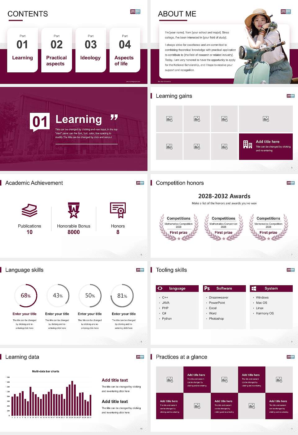 Shridhar University National Scholarship Defense PPT Template16:9 ratio PPT effect preview image2