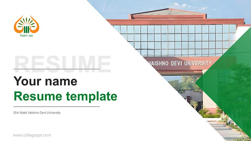 Shri Mata Vaishno Devi University Resume PPT Template16:9 ratio PPT effect preview image