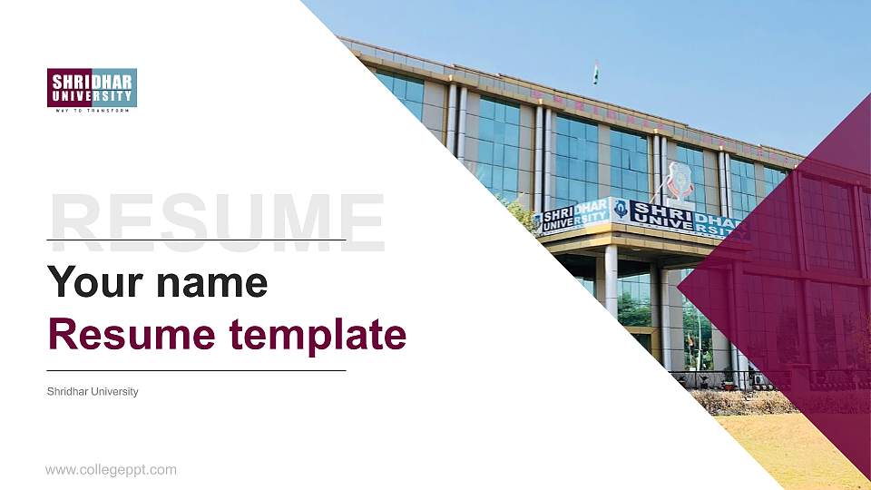 Shridhar University Resume PPT Template16:9 ratio PPT effect preview image