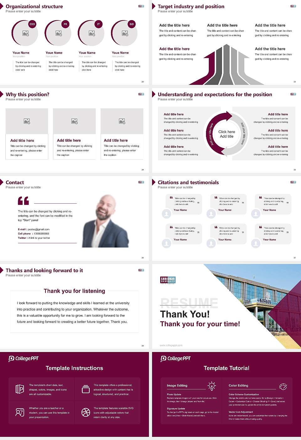 Shridhar University Resume PPT Template16:9 ratio PPT effect preview image4