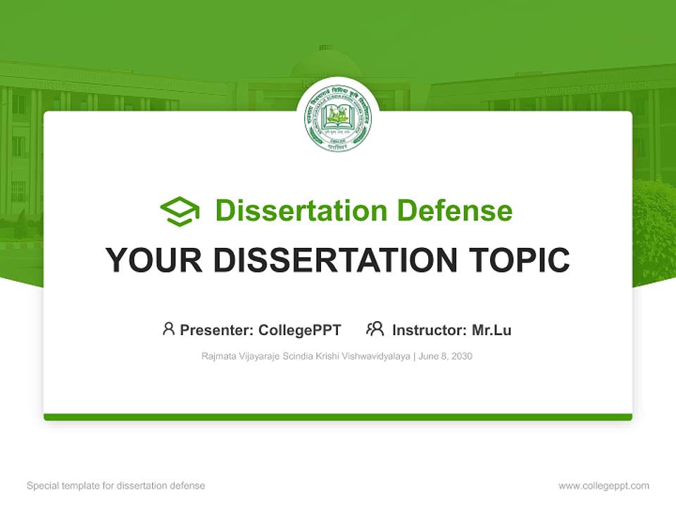 Rajmata Vijayaraje Scindia Krishi Vishwavidyalaya Graduation Thesis Defense PPT Template4:3 ratio PPT effect preview image7