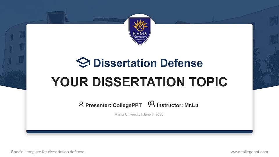 Rama University Graduation Thesis Defense PPT Template16:9 ratio PPT effect preview image