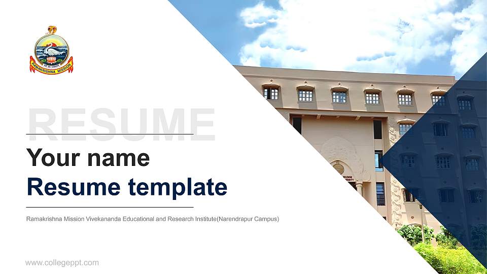 Ramakrishna Mission Vivekananda Educational and Research Institute(Narendrapur Campus) Resume PPT Template16:9 ratio PPT effect preview image