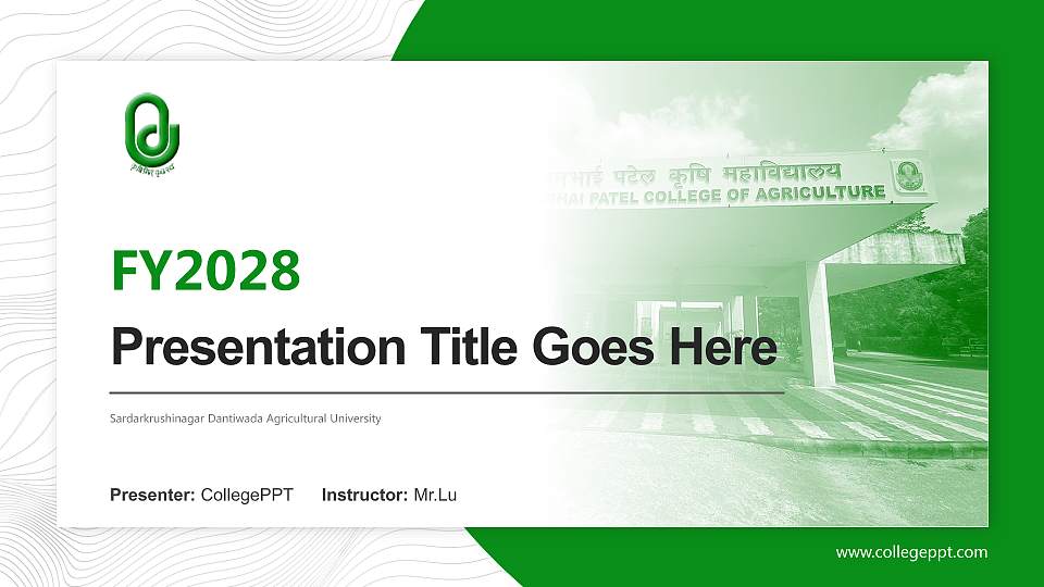 Sardarkrushinagar Dantiwada Agricultural University Academic Presentation/Research Findings Report PPT Template16:9 ratio PPT effect preview image