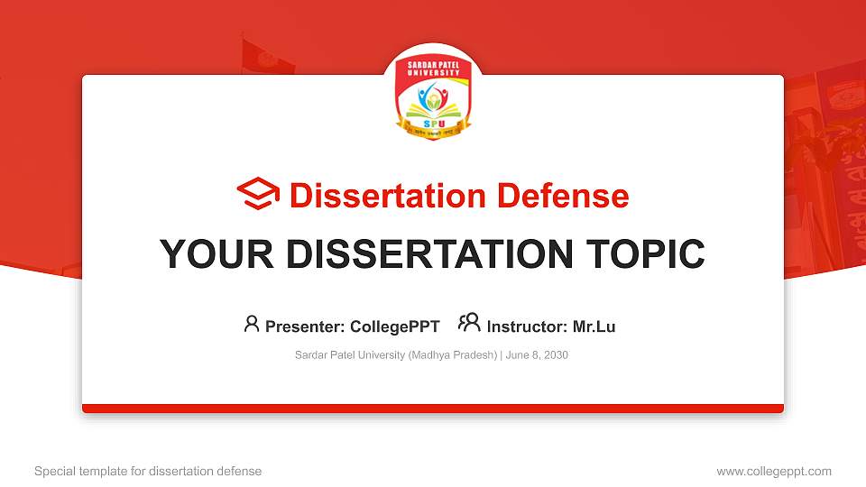 Sardar Patel University (Madhya Pradesh) Graduation Thesis Defense PPT Template16:9 ratio PPT effect preview image