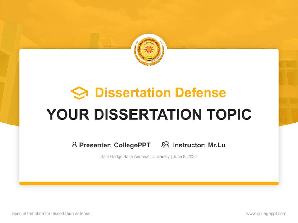 Sant Gadge Baba Amravati University Graduation Thesis Defense PPT Template4:3 ratio PPT effect preview image7