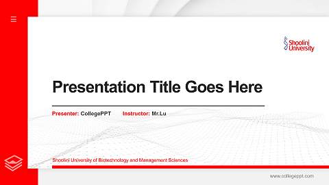 Shoolini University of Biotechnology and Management Sciences Thesis Proposal/Graduation Defense PPT Template