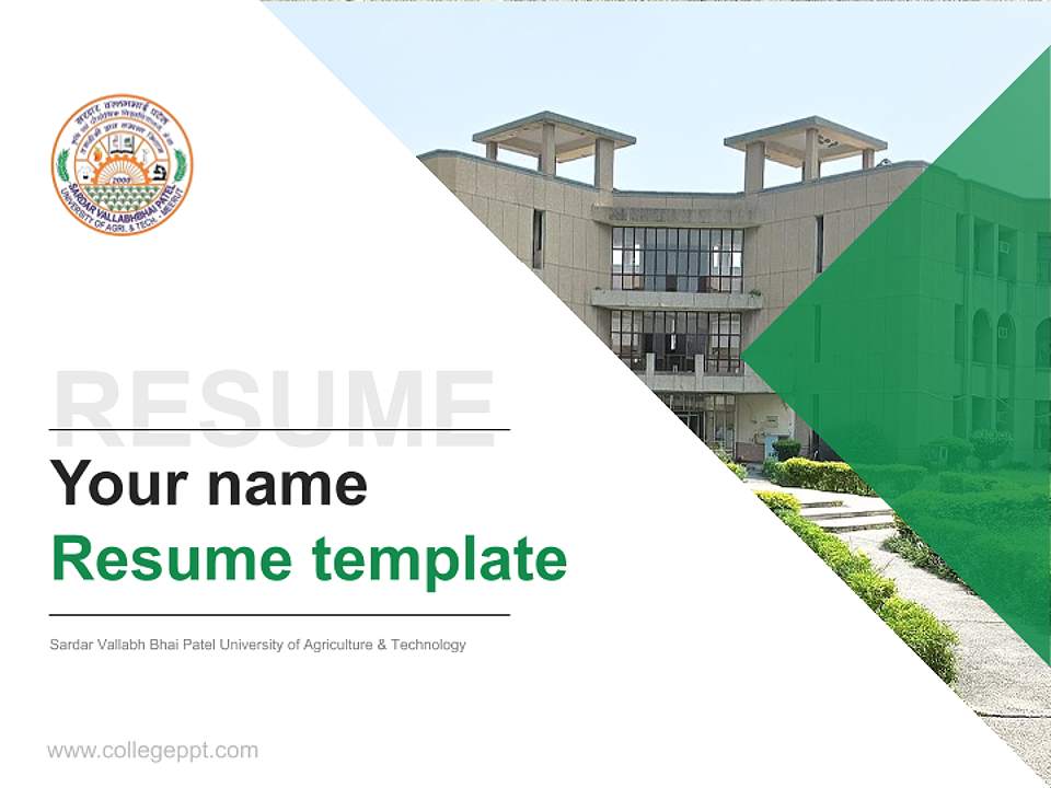 Sardar Vallabh Bhai Patel University of Agriculture & Technology Resume PPT Template4:3 ratio PPT effect preview image5
