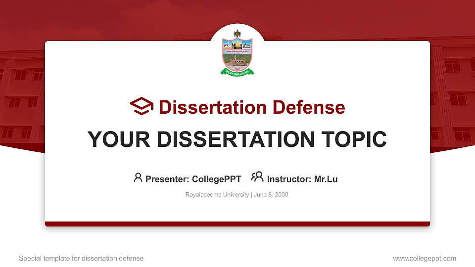 Rayalaseema University Graduation Thesis Defense PPT Template16:9 ratio PPT effect preview image