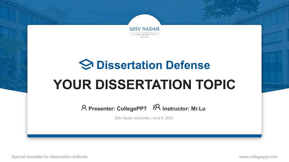 Shiv Nadar University Graduation Thesis Defense PPT Template16:9 ratio PPT effect preview image