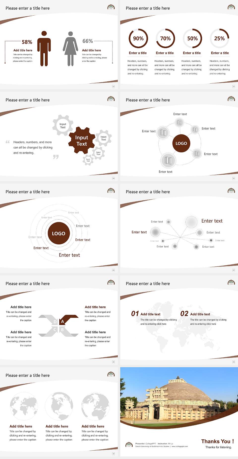 Sanchi University of Buddhist-Indic Studies Course/Courseware Creation PPT Template4:3 ratio PPT effect preview image4