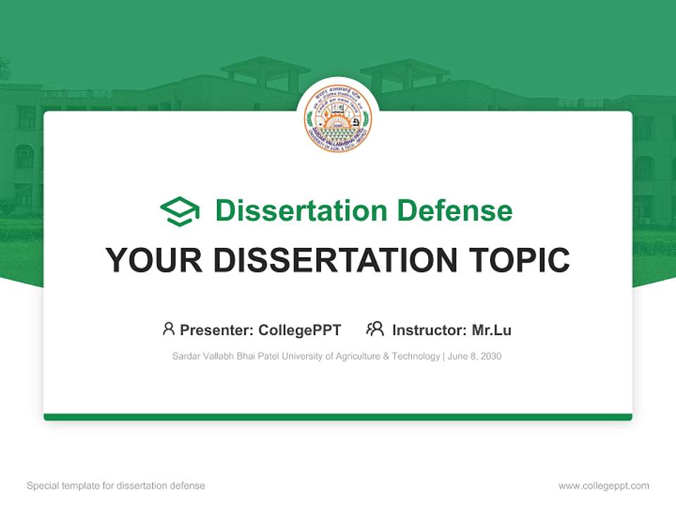 Sardar Vallabh Bhai Patel University of Agriculture & Technology Graduation Thesis Defense PPT Template4:3 ratio PPT effect preview image7
