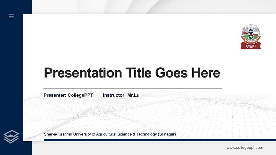Sher-e-Kashmir University of Agricultural Science & Technology (Srinagar) Thesis Proposal/Graduation Defense PPT Template16:9 ratio PPT effect preview image