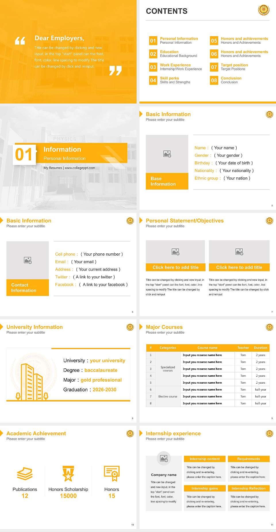 Sant Gadge Baba Amravati University Resume PPT Template4:3 ratio PPT effect preview image2