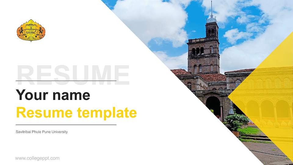 Savitribai Phule Pune University Resume PPT Template16:9 ratio PPT effect preview image