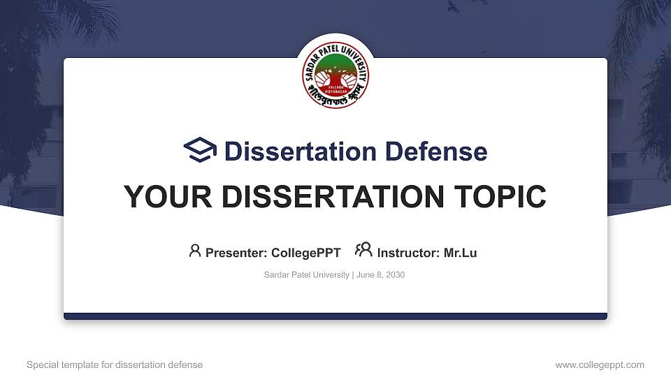 Sardar Patel University Graduation Thesis Defense PPT Template16:9 ratio PPT effect preview image