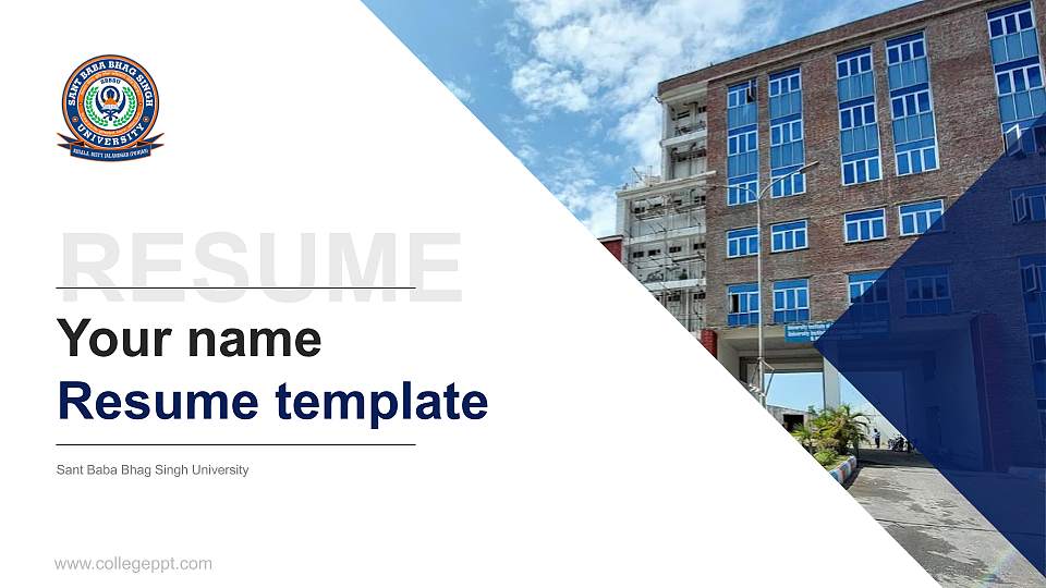 Sant Baba Bhag Singh University Resume PPT Template16:9 ratio PPT effect preview image