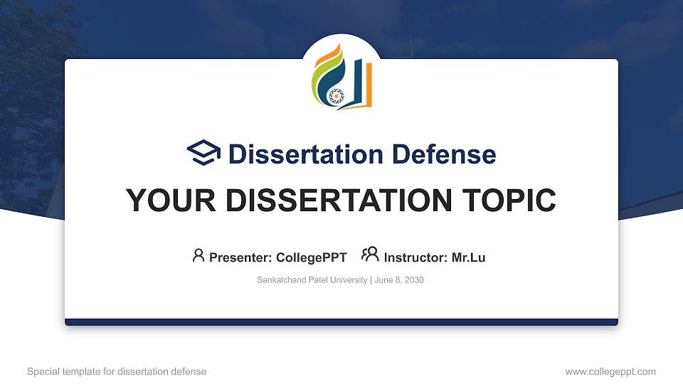 Sankalchand Patel University Graduation Thesis Defense PPT Template16:9 ratio PPT effect preview image