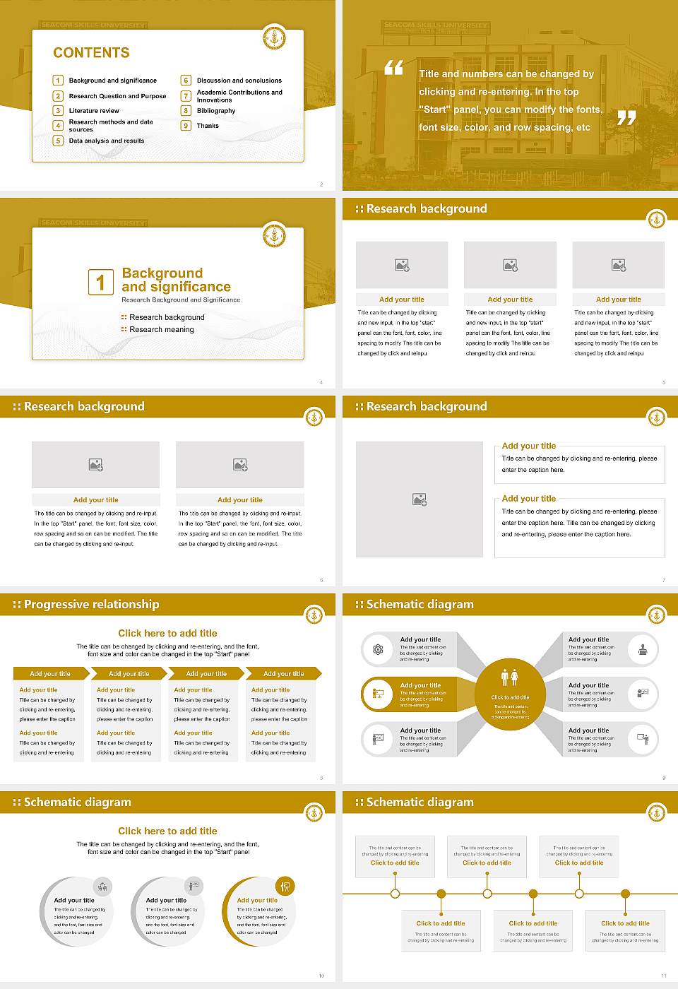 Seacom Skills University Graduation Thesis Defense PPT Template16:9 ratio PPT effect preview image2