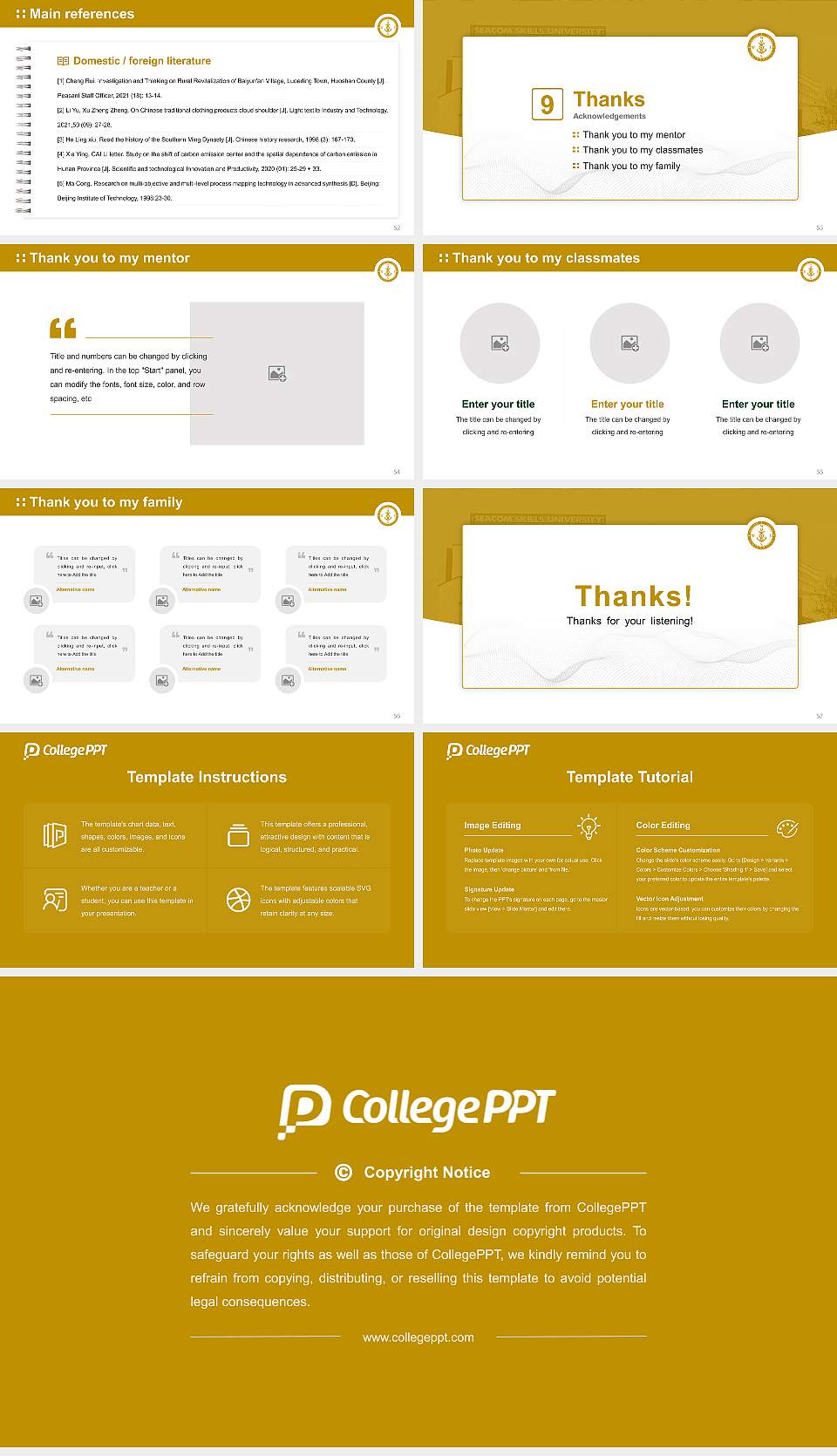 Seacom Skills University Graduation Thesis Defense PPT Template16:9 ratio PPT effect preview image7