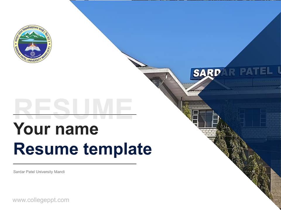 Sardar Patel University Mandi Resume PPT Template4:3 ratio PPT effect preview image5