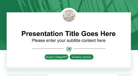 Sardar Vallabh Bhai Patel University of Agriculture & Technology National Scholarship Defense PPT Template