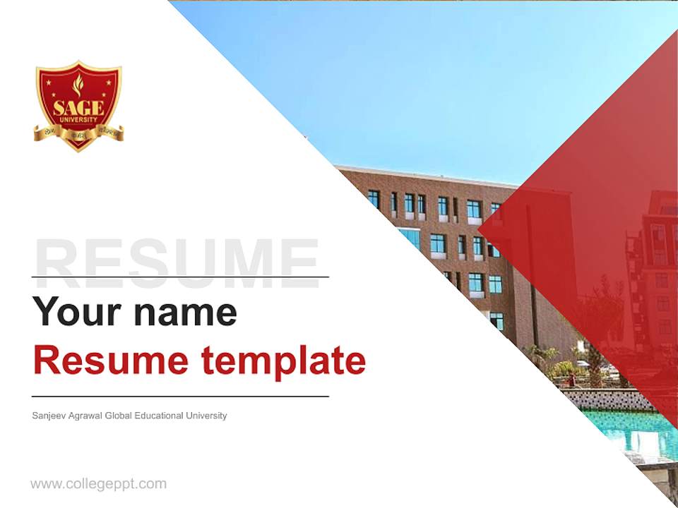 Sanjeev Agrawal Global Educational University Resume PPT Template4:3 ratio PPT effect preview image5