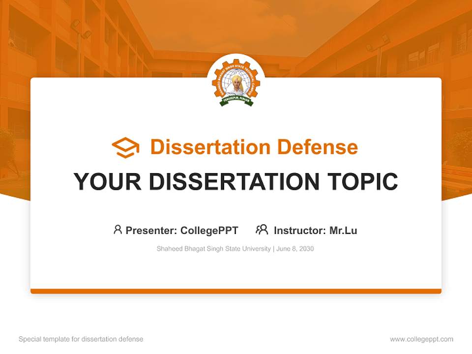 Shaheed Bhagat Singh State University Graduation Thesis Defense PPT Template4:3 ratio PPT effect preview image7